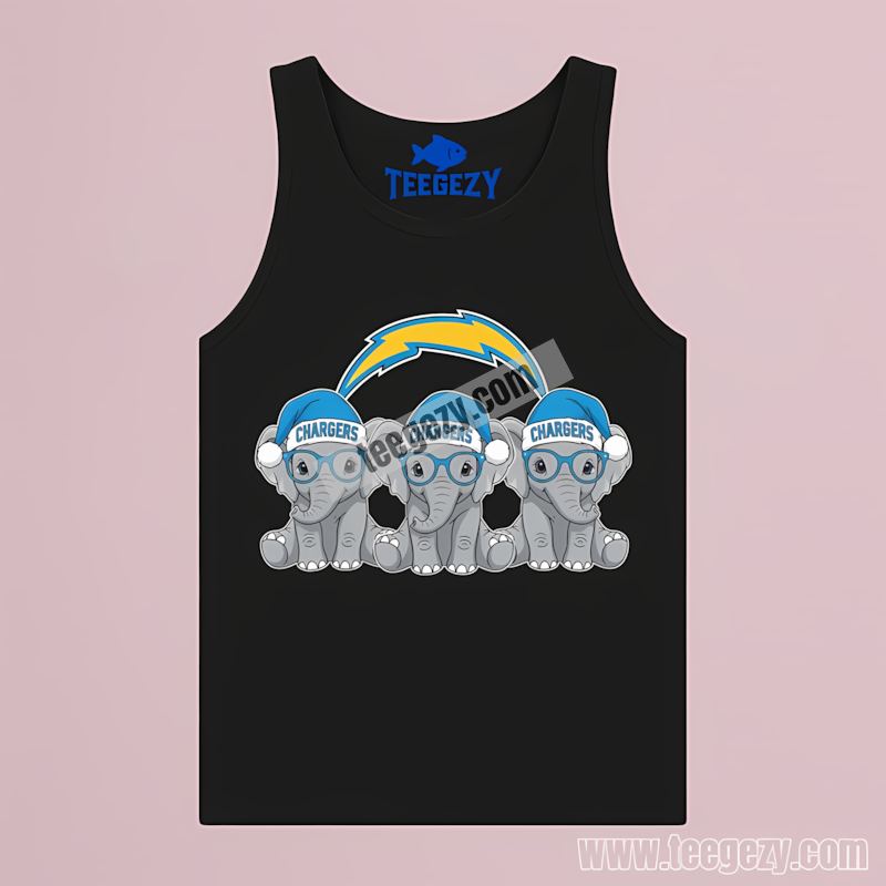 Christmas Elephants With Los Angeles Chargers Adults Tanktop Christmas Elephants With Los Angeles Chargers Adults Tanktop