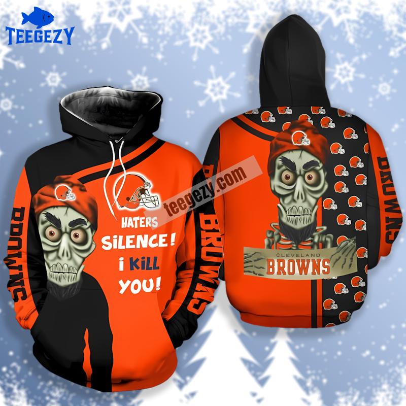 Cleveland Browns Achmed Skull Orange Black 3D Pullover Hoodie Cleveland Browns Achmed Skull Orange Black 3D Pullover Hoodie