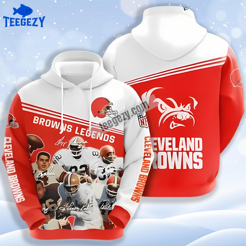 Cleveland Browns Legends Team Signature 3D Womens Hoodie Orange