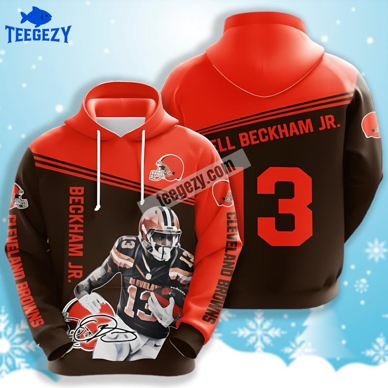 Cleveland Browns Odell Beckham Jr Black Orange 3D Zip Up Hoodie Cleveland Browns Odell Beckham Jr Black Orange 3D Zip Up Hoodie