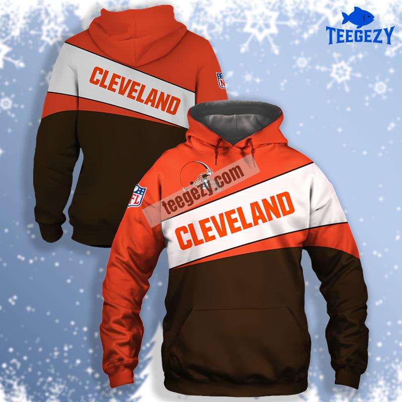 Cleveland Browns Pullover Orange Brown 3D Art Hoodie Cleveland Browns Pullover Orange Brown 3D Art Hoodie