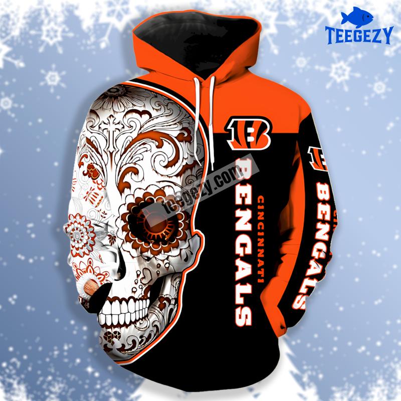Cleveland Browns Skull Orange Black Pullover 3D Hoodie Printing Cleveland Browns Skull Orange Black Pullover 3D Hoodie Printing
