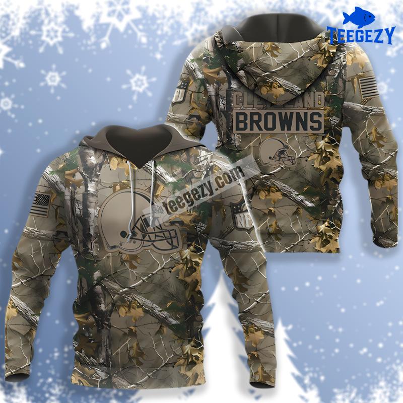 Cleveland Browns With Hunting Camo 3D Hoodie Printing Cleveland Browns With Hunting Camo 3D Hoodie Printing