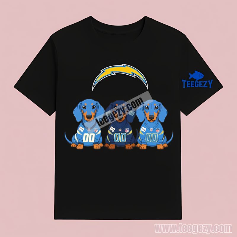 Dachshund Dogs Supporting Los Angeles Chargers Cotton T-Shirt Dachshund Dogs Supporting Los Angeles Chargers Cotton T-Shirt