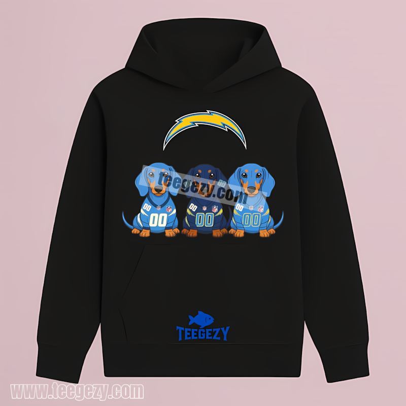 Dachshund Dogs Supporting Los Angeles Chargers Cotton Hoodie Dachshund Dogs Supporting Los Angeles Chargers Cotton Hoodie