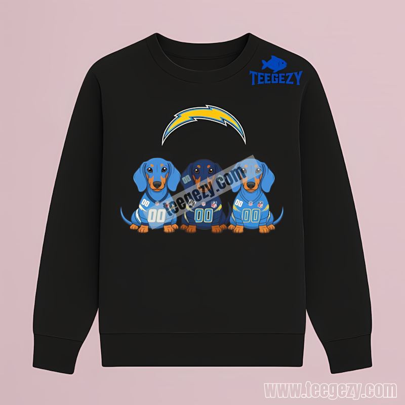 Dachshund Dogs Supporting Los Angeles Chargers Cotton Long Sleeve Dachshund Dogs Supporting Los Angeles Chargers Cotton Long Sleeve