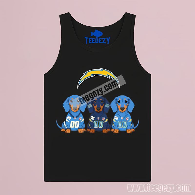 Dachshund Dogs Supporting Los Angeles Chargers Cotton Tanktop Dachshund Dogs Supporting Los Angeles Chargers Cotton Tanktop