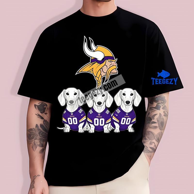 Dachshund Dogs Theme Minnesota Vikings Print T-Shirt Dachshund Dogs Theme Minnesota Vikings Print T-Shirt