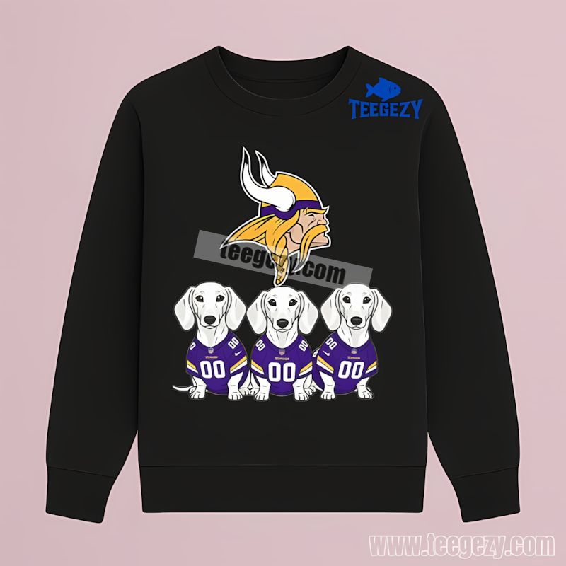 Dachshund Dogs Theme Minnesota Vikings Print Long Sleeve Dachshund Dogs Theme Minnesota Vikings Print Long Sleeve