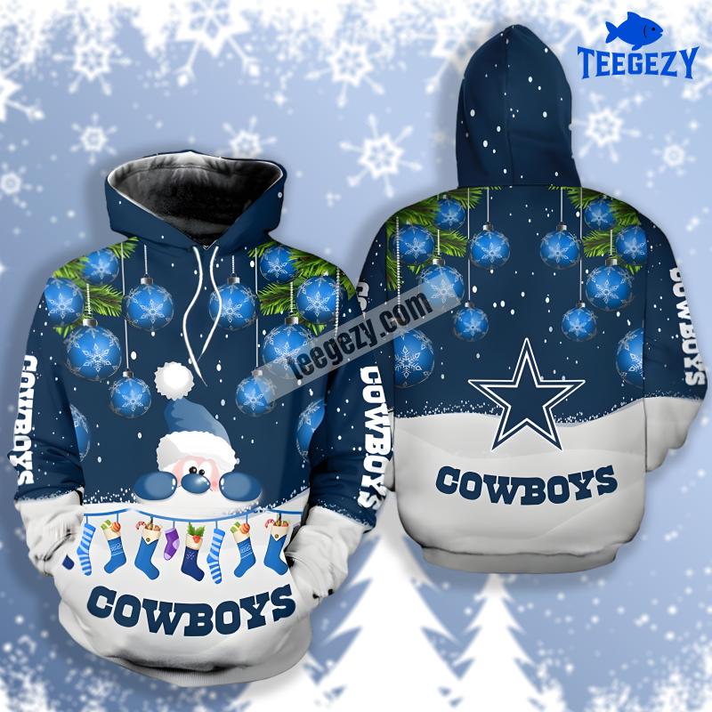 Dallas Cowboys Santa Claus Stockings Christmas Blue White 3D Hoodie Dad Mom Dallas Cowboys Santa Claus Stockings Christmas Blue White 3D Hoodie Dad Mom