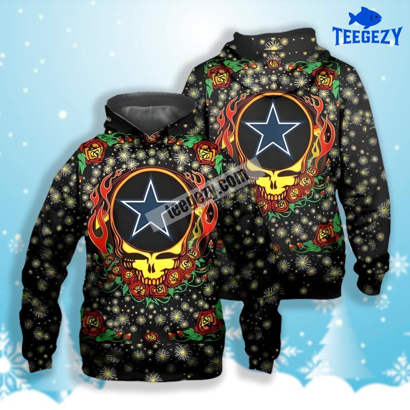 Dallas Cowboys Skull Flower Black 3D Pattern Hoodie Dallas Cowboys Skull Flower Black 3D Pattern Hoodie