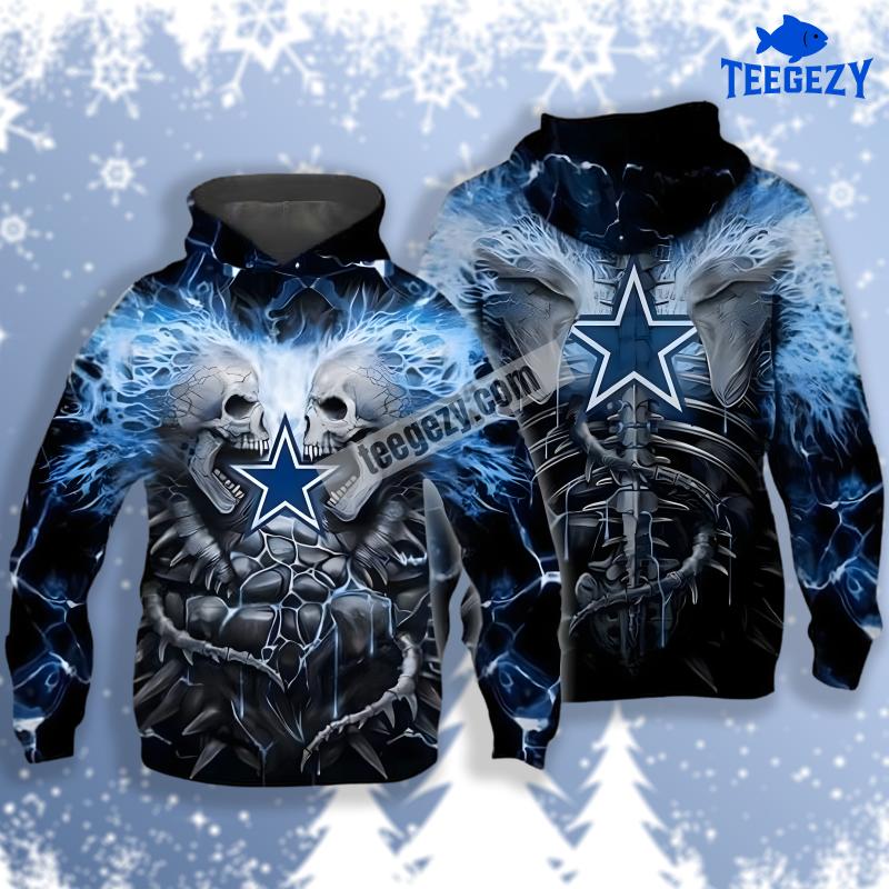 Dallas Cowboys Skull Unleash Black Blue 3D Hoodie Men Dallas Cowboys Skull Unleash Black Blue 3D Hoodie Men