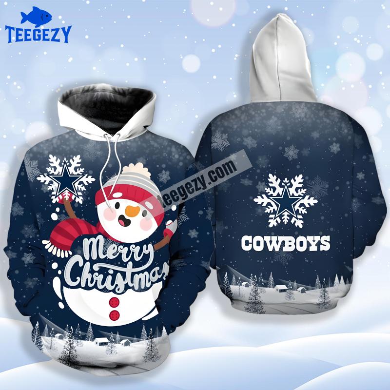 Dallas Cowboys Snowman Christmas Blue White 3D Print Hoodie Dallas Cowboys Snowman Christmas Blue White 3D Print Hoodie