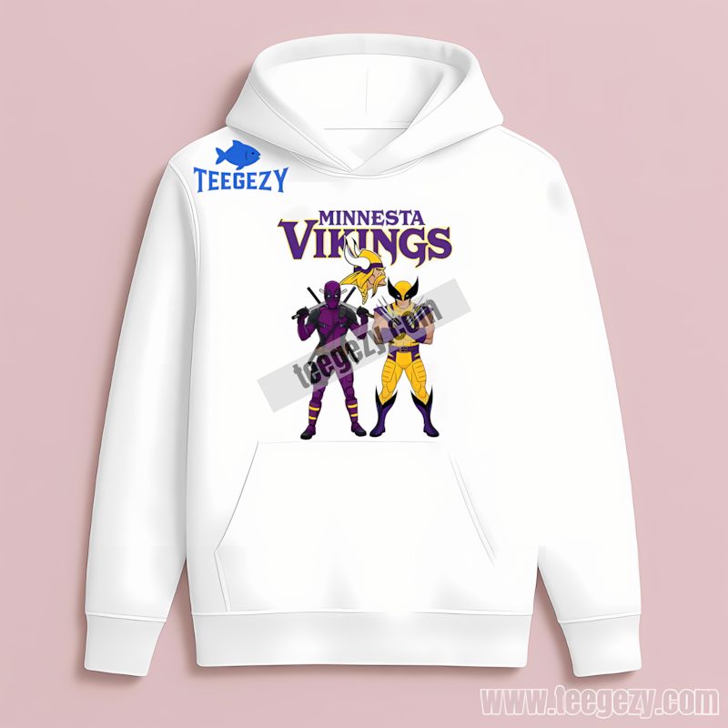Deadpool Wolverine Crossover Minnesota Vikings Hoodie Deadpool Wolverine Crossover Minnesota Vikings Hoodie