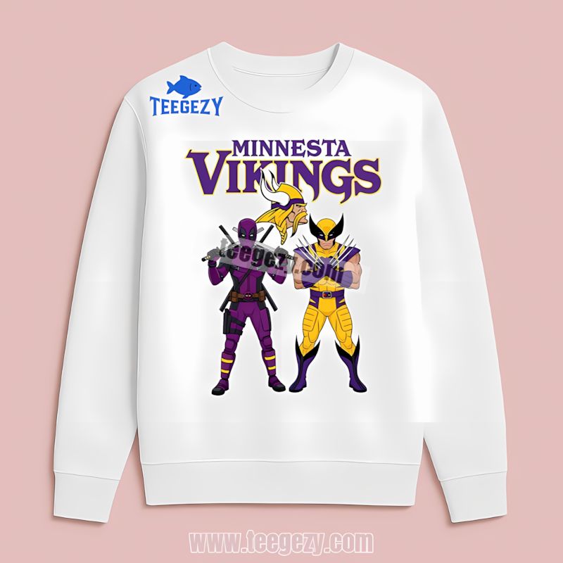 Deadpool Wolverine Crossover Minnesota Vikings Long Sleeve Deadpool Wolverine Crossover Minnesota Vikings Long Sleeve