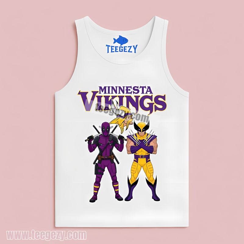 Deadpool Wolverine Crossover Minnesota Vikings Tanktop Deadpool Wolverine Crossover Minnesota Vikings Tanktop