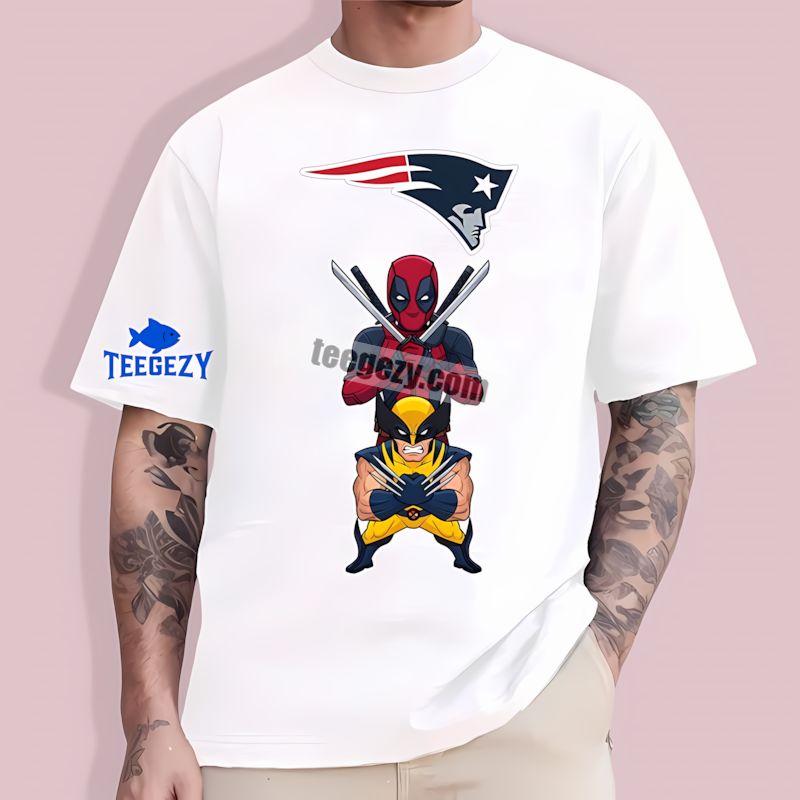 Deadpool Wolverine Crossover New England Patriots Regular T-Shirt Deadpool Wolverine Crossover New England Patriots Regular T-Shirt