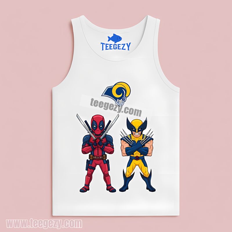 Deadpool Wolverine Los Angeles Rams Crossover TTanktop Deadpool Wolverine Los Angeles Rams Crossover TTanktop