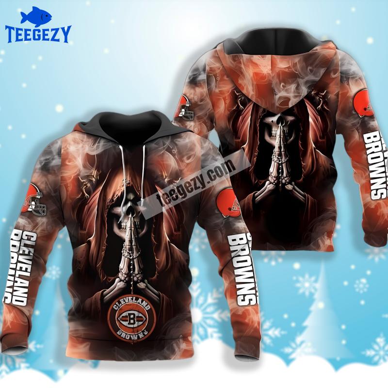 Death Smoke Cleveland Browns Orange Black 3D Fashion Hoodie Death Smoke Cleveland Browns Orange Black 3D Fashion Hoodie