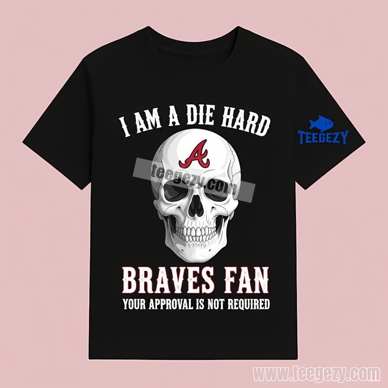 Die Hard Atlanta Braves Fan Skull Regular T-Shirt Die Hard Atlanta Braves Fan Skull Regular T-Shirt