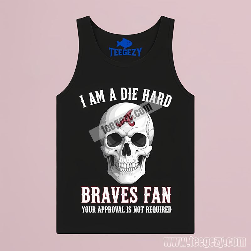 Die Hard Atlanta Braves Fan Skull Regular Tanktop Die Hard Atlanta Braves Fan Skull Regular Tanktop