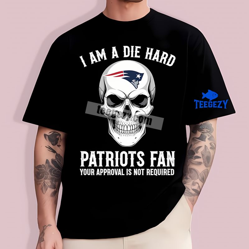 Die Hard New England Patriots Fan Skull Art Printed T-Shirt Die Hard New England Patriots Fan Skull Art Printed T-Shirt