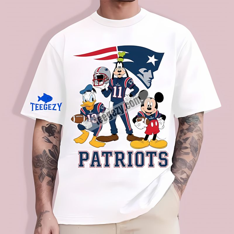 Disney Mickey Donald Goofy New England Patriots Long Sleeve T-Shirt Disney Mickey Donald Goofy New England Patriots Long Sleeve T-Shirt