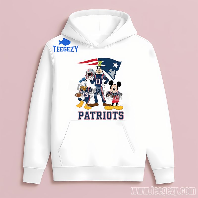 Disney Mickey Donald Goofy New England Patriots Long Sleeve Hoodie Disney Mickey Donald Goofy New England Patriots Long Sleeve Hoodie