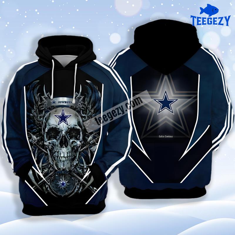 Eagle Skull Dallas Cowboys Blue Black 3D Zip Up Hoodie Eagle Skull Dallas Cowboys Blue Black 3D Zip Up Hoodie