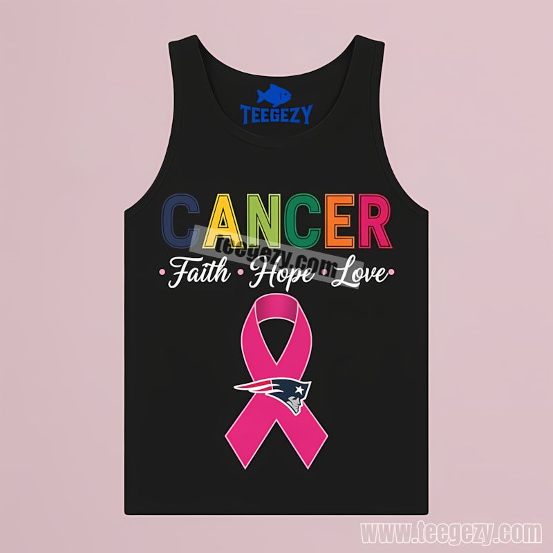 Faith Hope Love Cancer Awareness New England Patriots Mens Graphic Tanktop Faith Hope Love Cancer Awareness New England Patriots Mens Graphic Tanktop