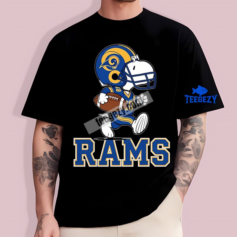 Football Running Snoopy Los Angeles Rams Cotton T-Shirt Football Running Snoopy Los Angeles Rams Cotton T-Shirt