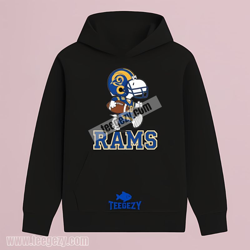 Football Running Snoopy Los Angeles Rams Cotton Hoodie Football Running Snoopy Los Angeles Rams Cotton Hoodie