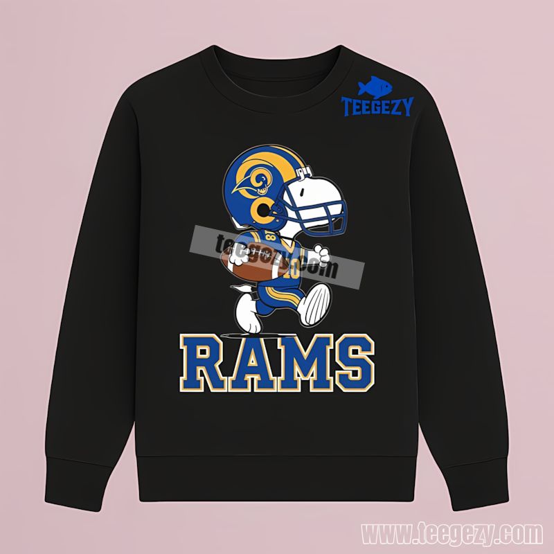 Football Running Snoopy Los Angeles Rams Cotton Long Sleeve Football Running Snoopy Los Angeles Rams Cotton Long Sleeve