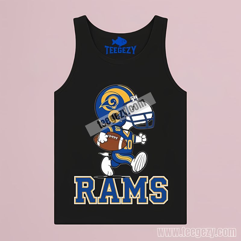 Football Running Snoopy Los Angeles Rams Cotton Tanktop Football Running Snoopy Los Angeles Rams Cotton Tanktop