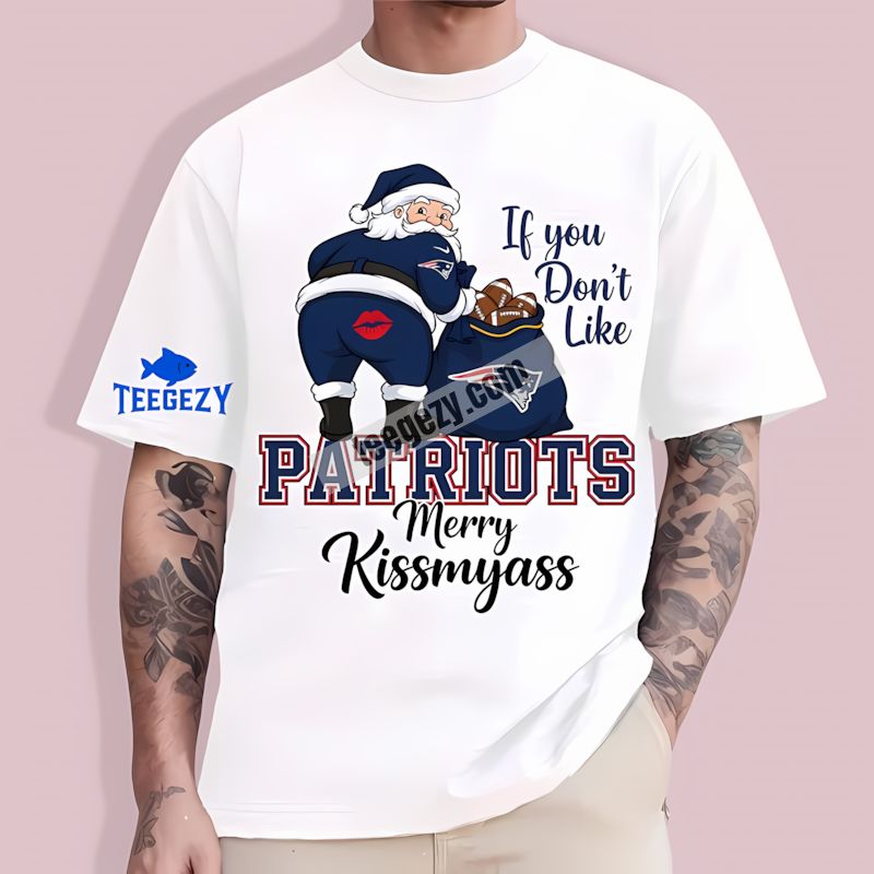 Funny Merry Kissmyass Santa New England Patriots Adults T-Shirt Funny Merry Kissmyass Santa New England Patriots Adults T-Shirt