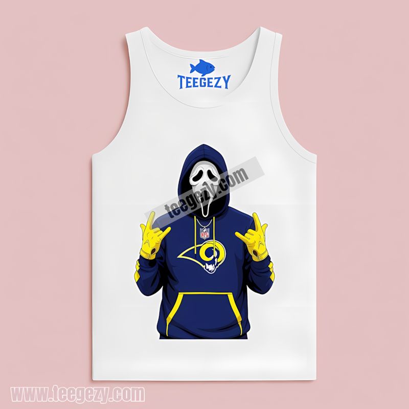 Ghostface Horror Style Los Angeles Rams Spooky Fan Tanktop Ghostface Horror Style Los Angeles Rams Spooky Fan Tanktop