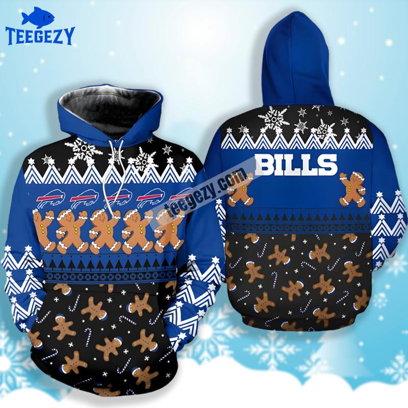 Gingerbread Christmas Buffalo Bills Blue Black 3D Printed Hoodie Gingerbread Christmas Buffalo Bills Blue Black 3D Printed Hoodie
