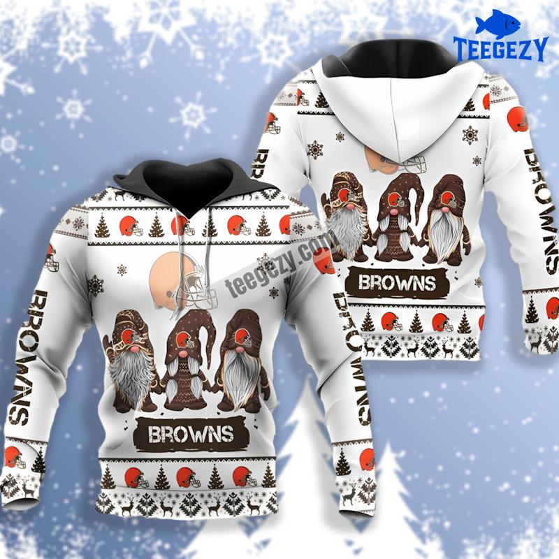 Gnomes Cleveland Browns White 3D Print Hoodie Gnomes Cleveland Browns White 3D Print Hoodie