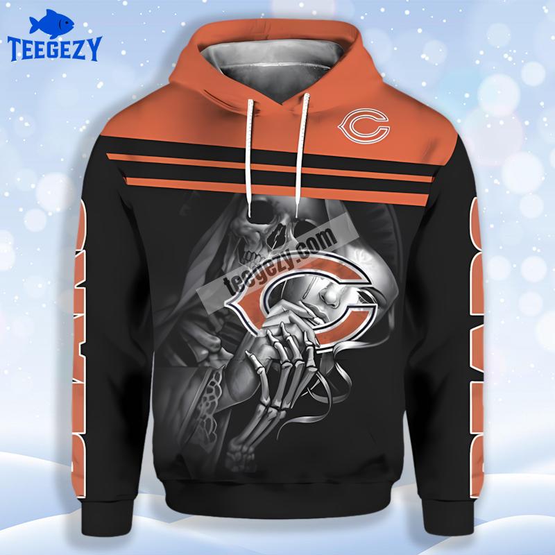 Grim Reaper Mask Chicago Bears Black Orange 3D Hoodie Printing Grim Reaper Mask Chicago Bears Black Orange 3D Hoodie Printing