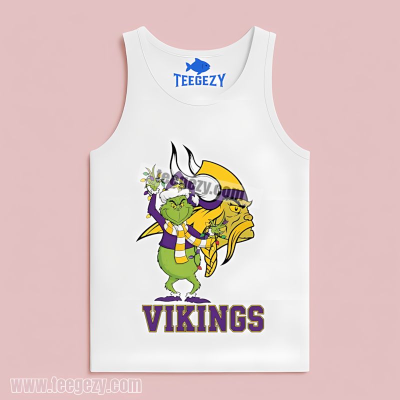 Grinch Christmas Edition Minnesota Vikings Fan Tanktop Grinch Christmas Edition Minnesota Vikings Fan Tanktop