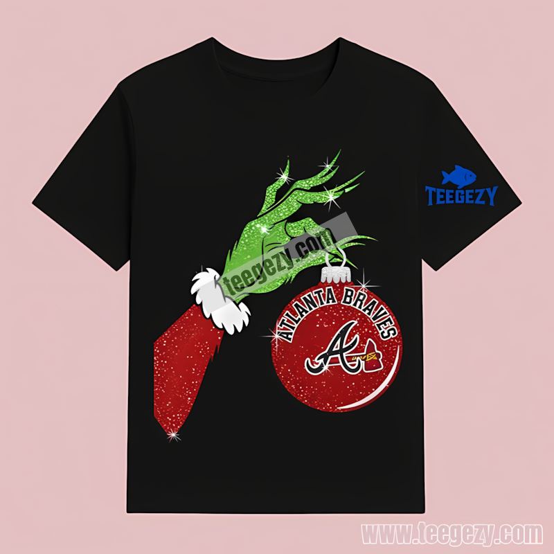 Grinch Hand Holding Atlanta Braves Ornament Graphic T-Shirt Grinch Hand Holding Atlanta Braves Ornament Graphic T-Shirt