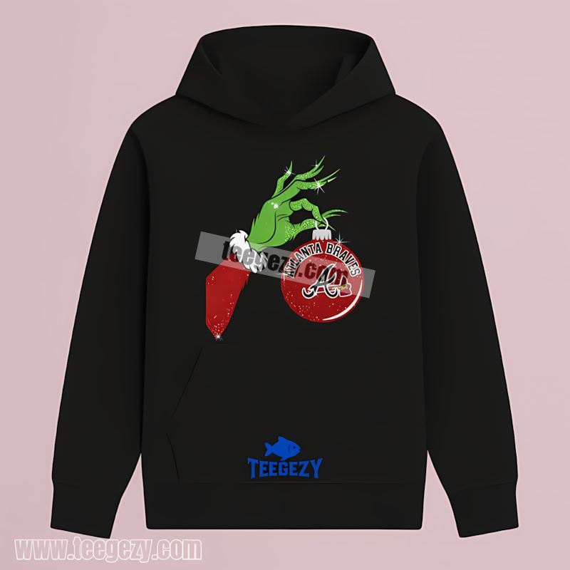 Grinch Hand Holding Atlanta Braves Ornament Graphic Hoodie Grinch Hand Holding Atlanta Braves Ornament Graphic Hoodie