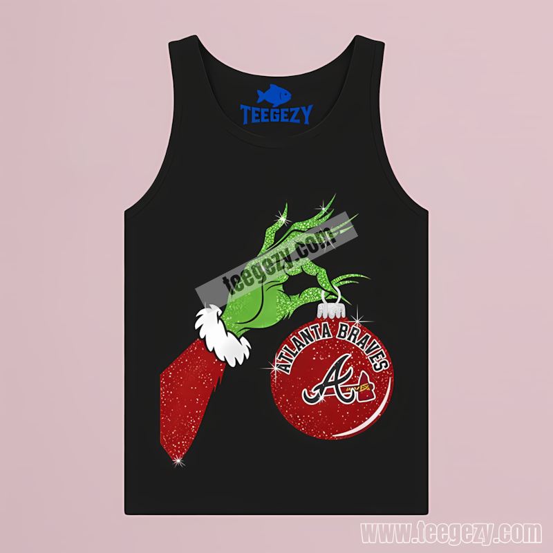 Grinch Hand Holding Atlanta Braves Ornament Graphic Tanktop Grinch Hand Holding Atlanta Braves Ornament Graphic Tanktop