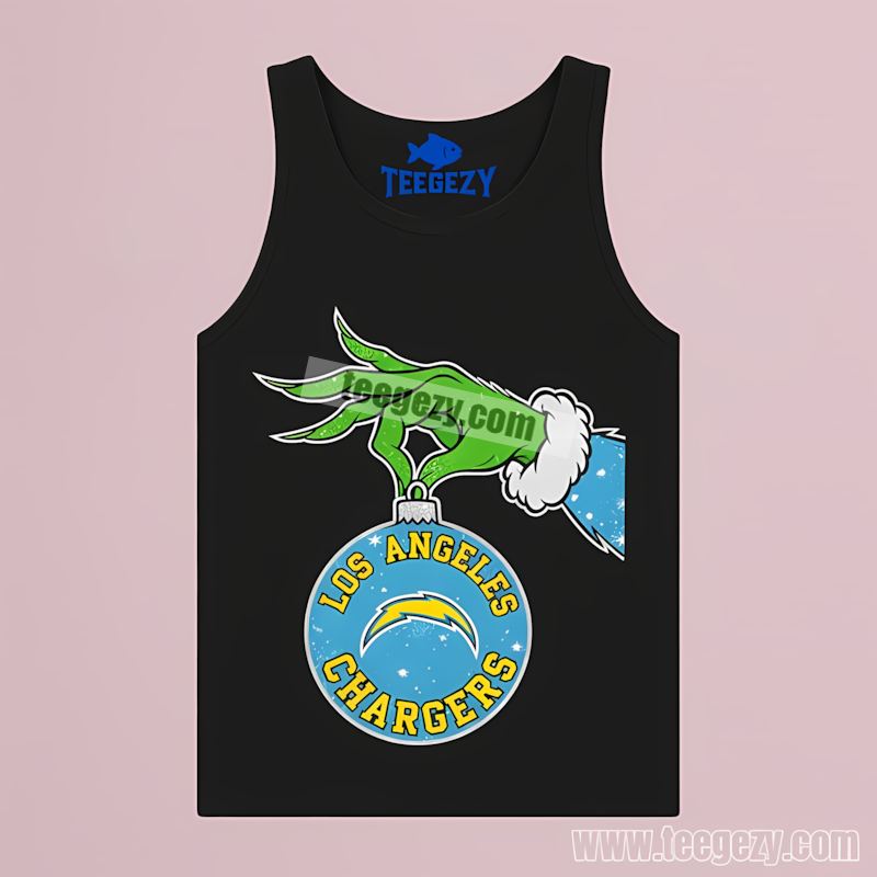 Grinch Hand Holding Los Angeles Chargers Ornament Adults Tanktop Grinch Hand Holding Los Angeles Chargers Ornament Adults Tanktop