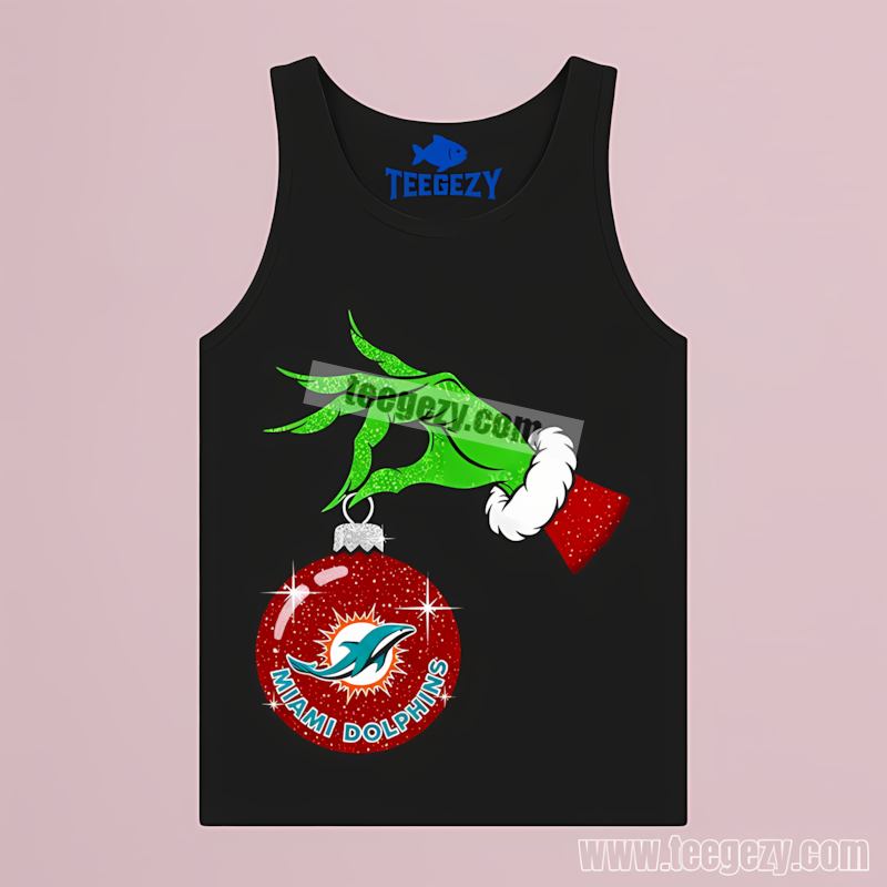 Grinch Hand Holding Miami Dolphins Ornament Adults Tanktop Grinch Hand Holding Miami Dolphins Ornament Adults Tanktop