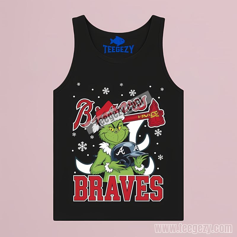 Grinch Holding Atlanta Braves Helmet Vintage Tanktop Grinch Holding Atlanta Braves Helmet Vintage Tanktop