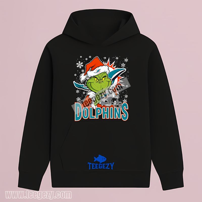 Grinch Holding Miami Dolphins Helmet Adults Hoodie Grinch Holding Miami Dolphins Helmet Adults Hoodie