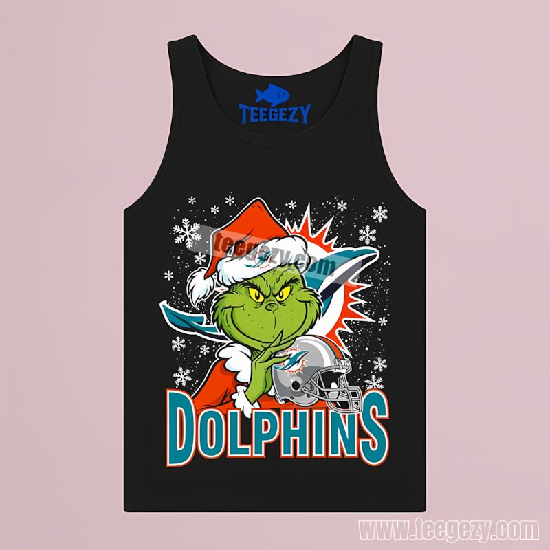Grinch Holding Miami Dolphins Helmet Adults Tanktop Grinch Holding Miami Dolphins Helmet Adults Tanktop