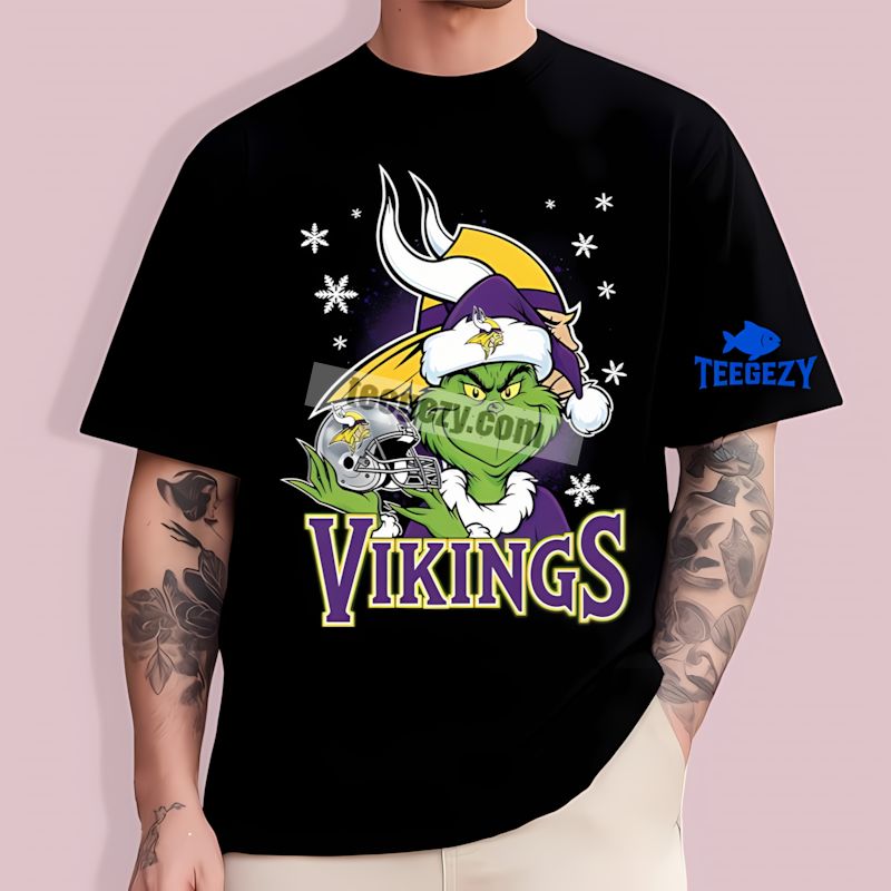 Grinch Holding Minnesota Vikings Helmet Game Day T-Shirt Grinch Holding Minnesota Vikings Helmet Game Day T-Shirt