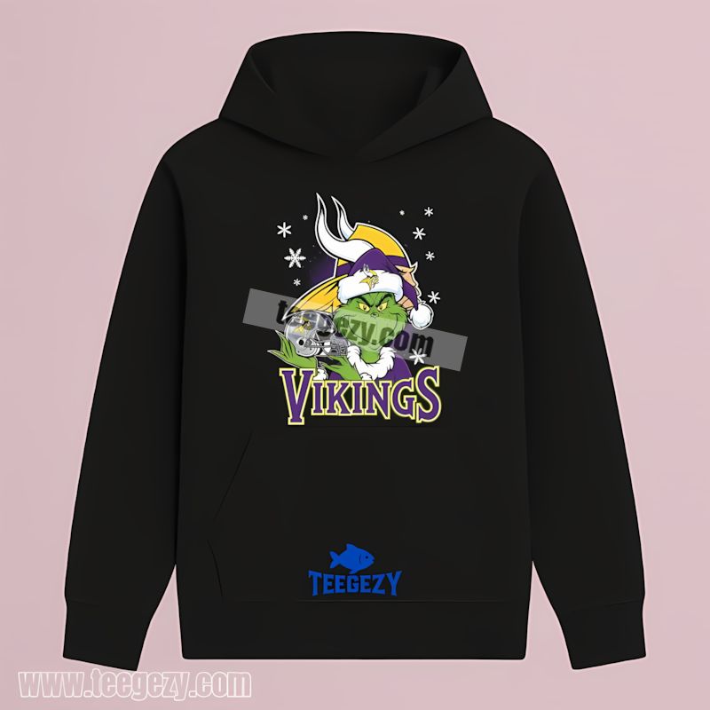 Grinch Holding Minnesota Vikings Helmet Game Day Hoodie Grinch Holding Minnesota Vikings Helmet Game Day Hoodie